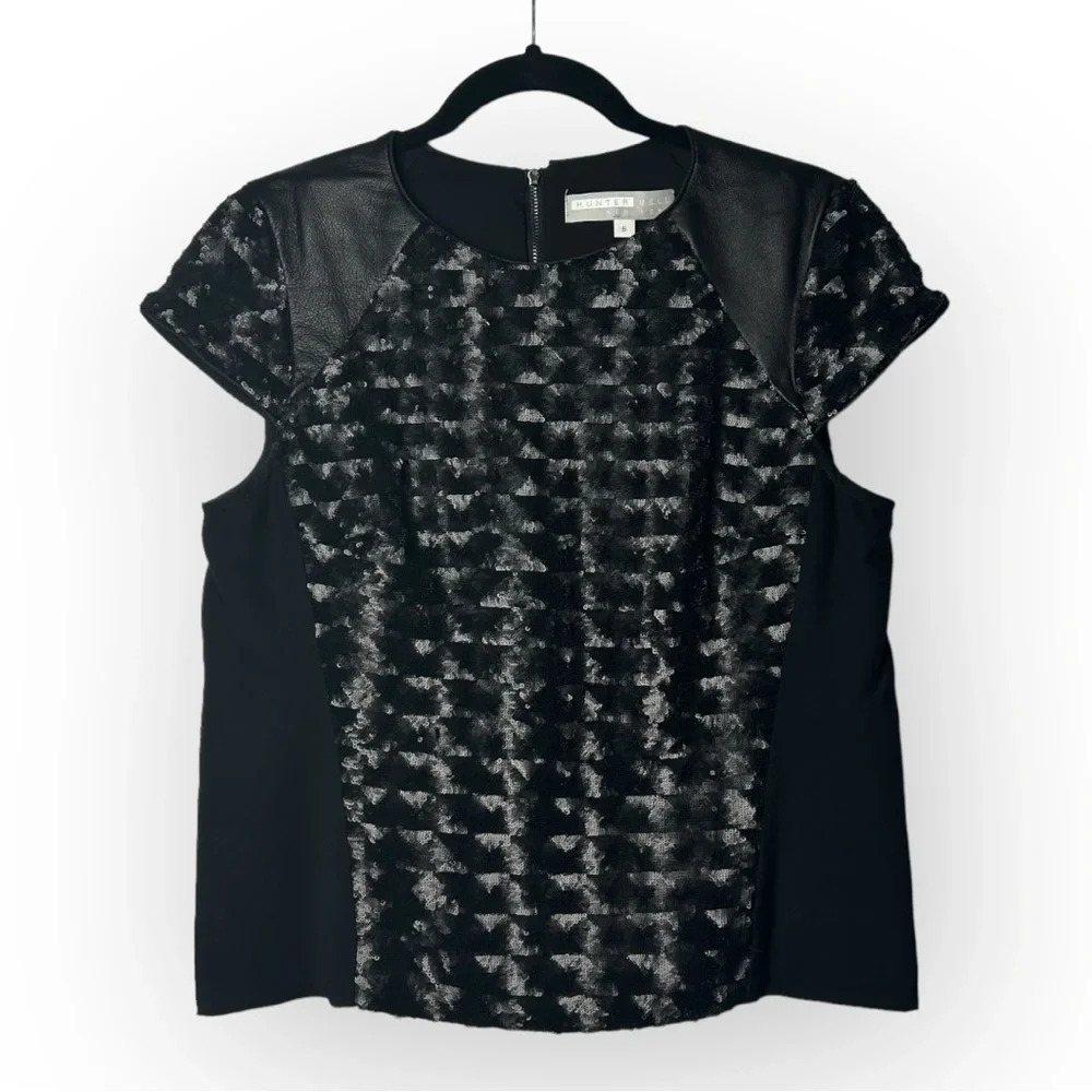 Hunter Bell Black Sequin Cap Sleeve Top 6